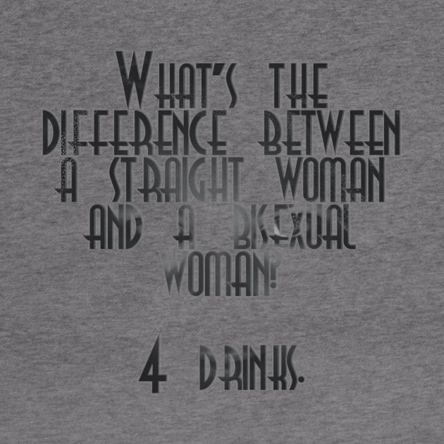 What’s the difference between a straight woman and a bisexual woman?  4 drinks. by afternoontees